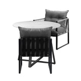 Livsip 3PCS Outdoor Dining Set Round Table and Chairs with Cushions - Rear View