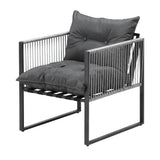 Livsip 3PCS Outdoor Dining Set Round Table and Chairs with Cushions