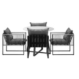 Livsip 5PCS Outdoor Dining Set Round Table and Chairs with Cushions - Rear View