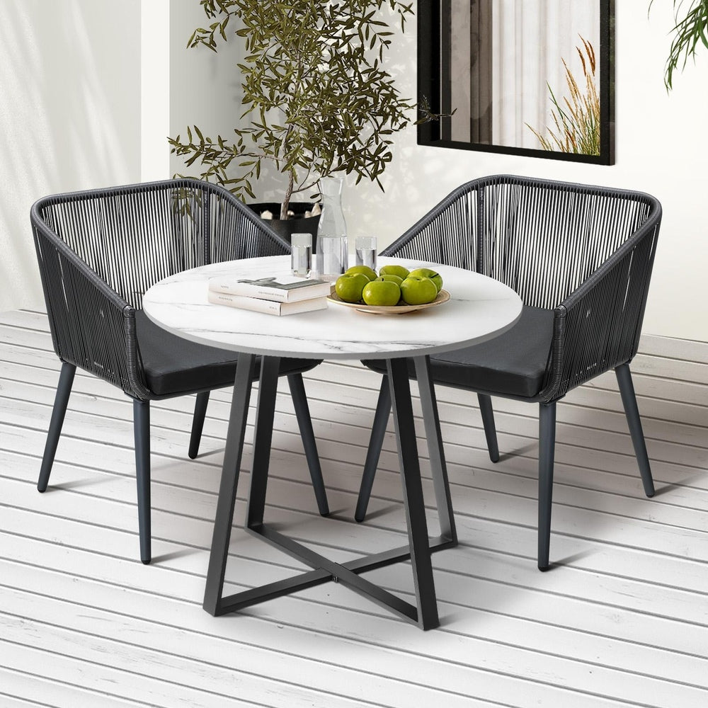 Livsip 3x Outdoor Dining Set Sintered Stone Table Bistro Set