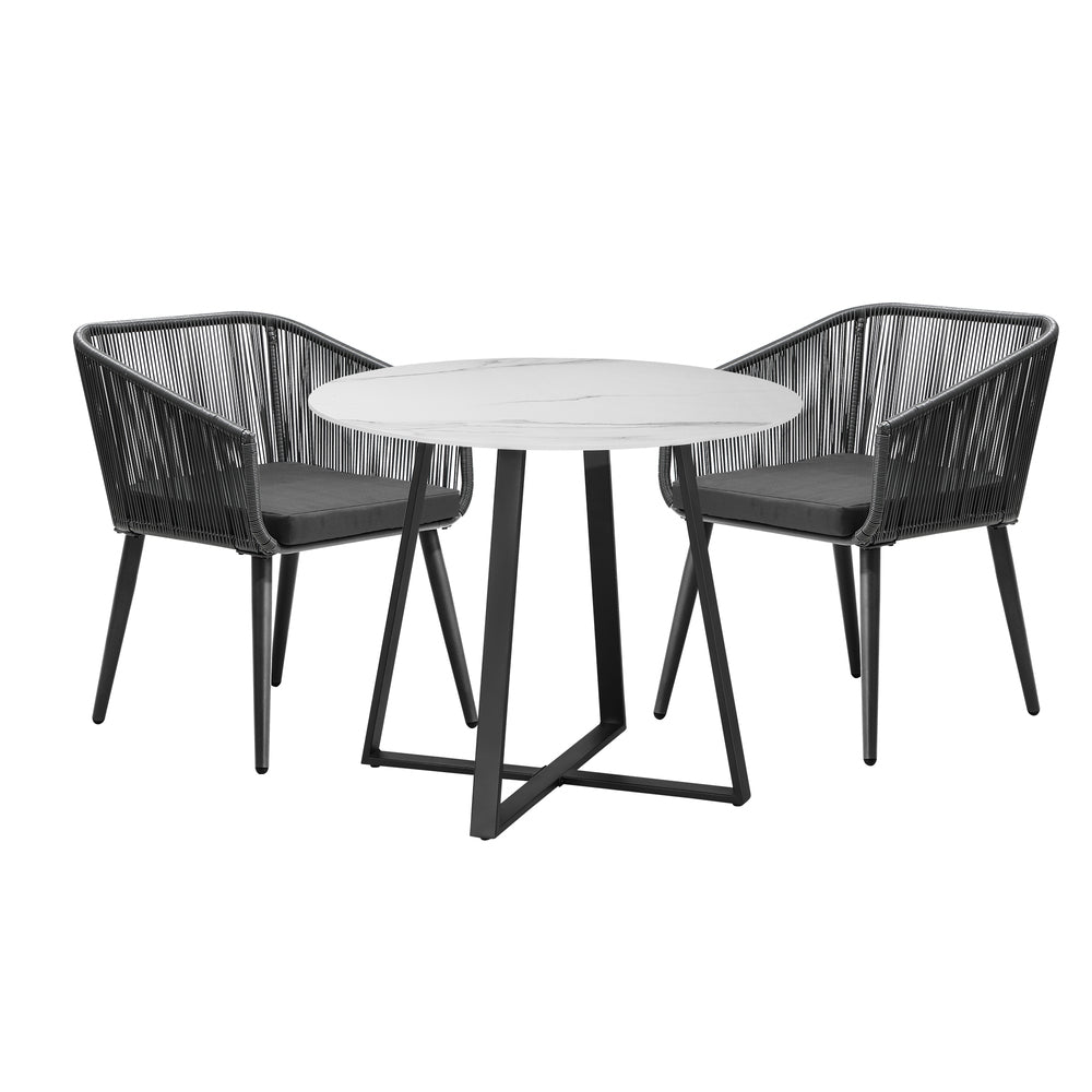 Livsip 3x Outdoor Dining Set Sintered Stone Table Bistro Set