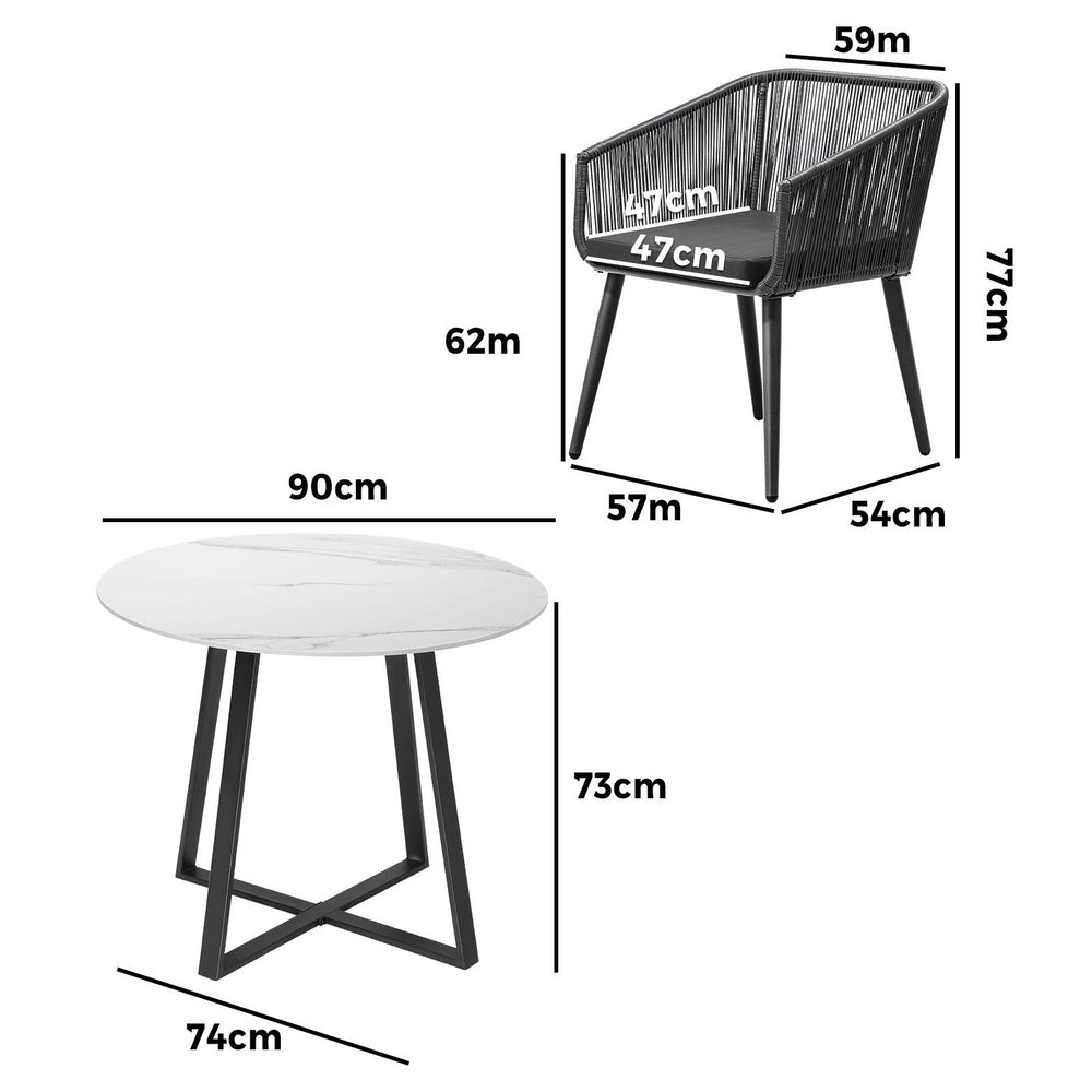 Livsip 3x Outdoor Dining Set Sintered Stone Table Bistro Set