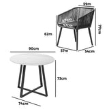 Livsip 3x Outdoor Dining Set Sintered Stone Table Bistro Set - Top-Down View
