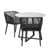Livsip 3x Outdoor Dining Set Sintered Stone Table Bistro Set - Front View