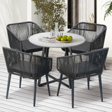 Livsip 5x Outdoor Dining Set Sintered Stone Table Bistro Set - Close-Up Angle