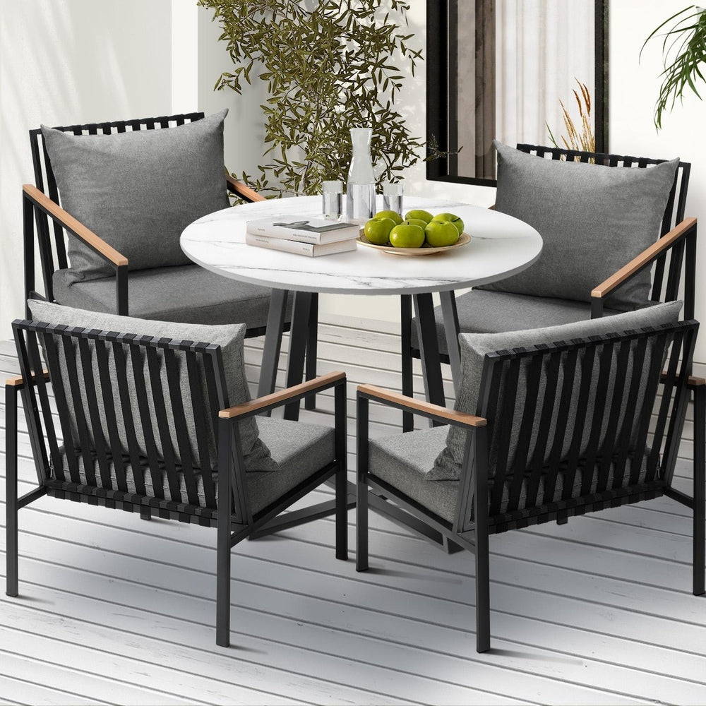 Livsip 5PCS Outdoor Dining Set Table&Sofa Chairs