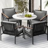 Livsip 5PCS Outdoor Dining Set Table&Sofa Chairs - Rear View