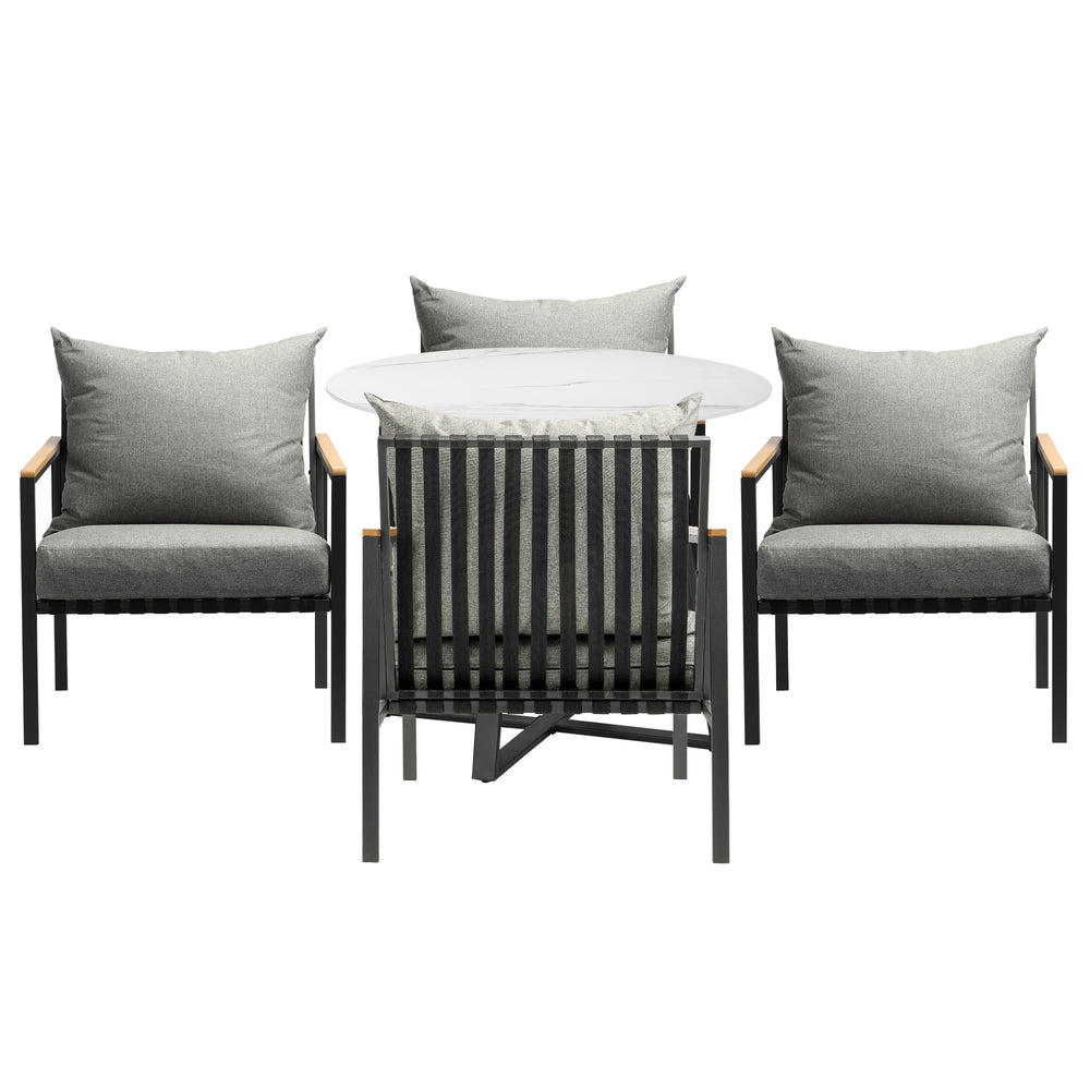 Livsip 5PCS Outdoor Dining Set Table&Sofa Chairs