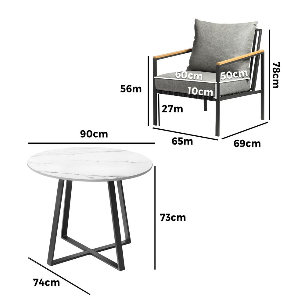 Livsip 5PCS Outdoor Dining Set Table&Sofa Chairs