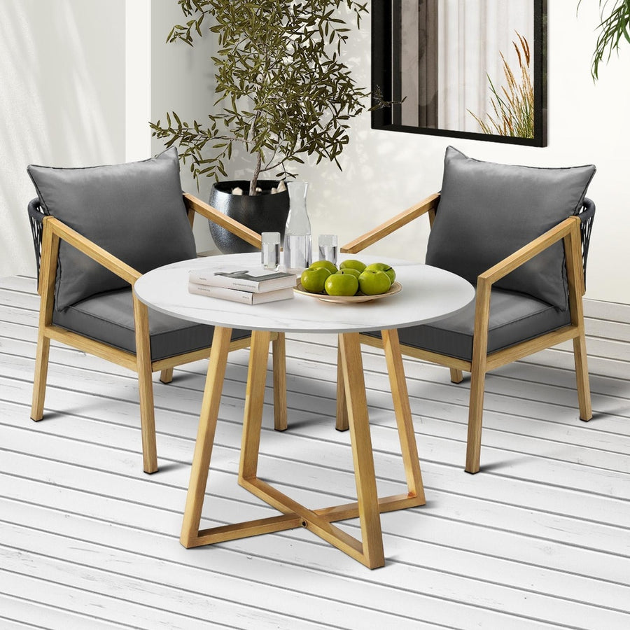 Livsip 3PCS Outdoor Dining Set 90cm Table Lounge Chairs