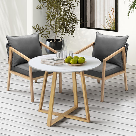Livsip 3PCS Outdoor Dining Set 90cm Table & Lounge Chairs