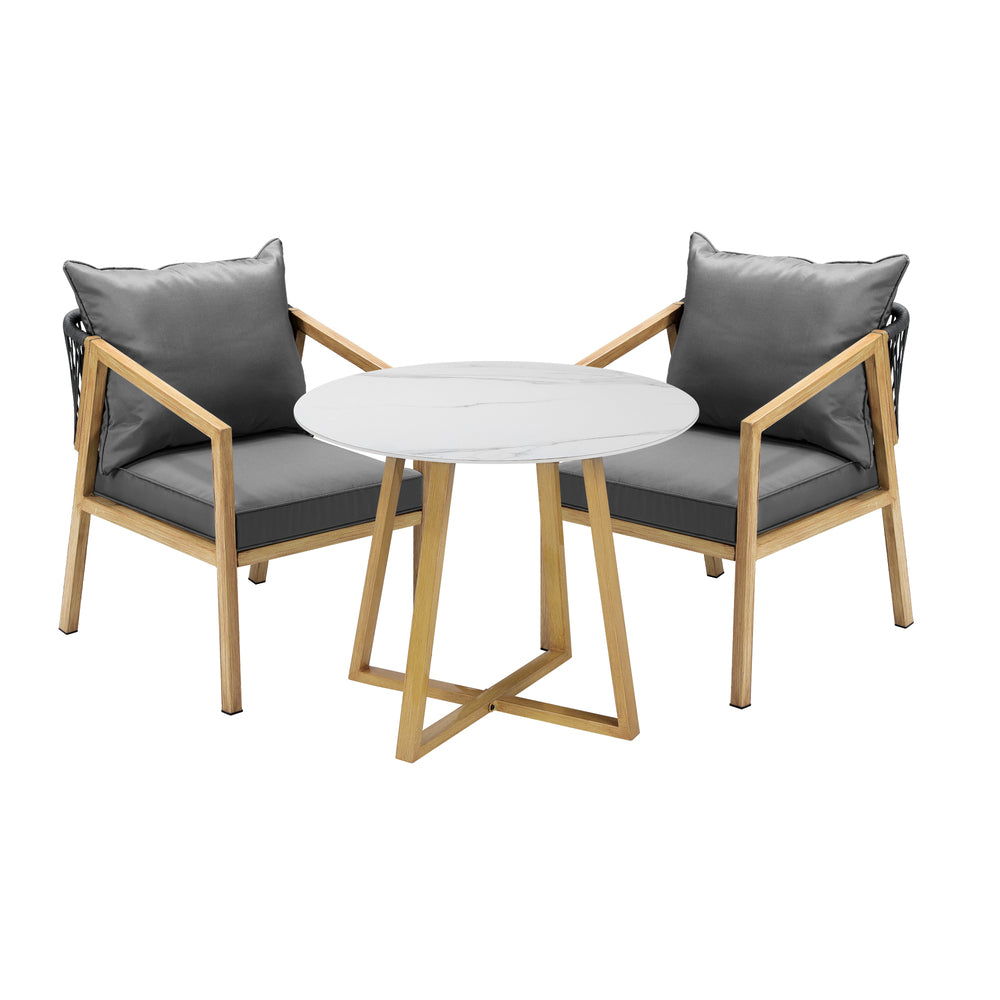 Livsip 3PCS Outdoor Dining Set 90cm Table Lounge Chairs