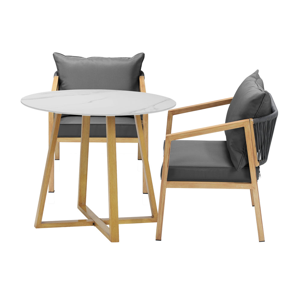 Livsip 3PCS Outdoor Dining Set 90cm Table Lounge Chairs