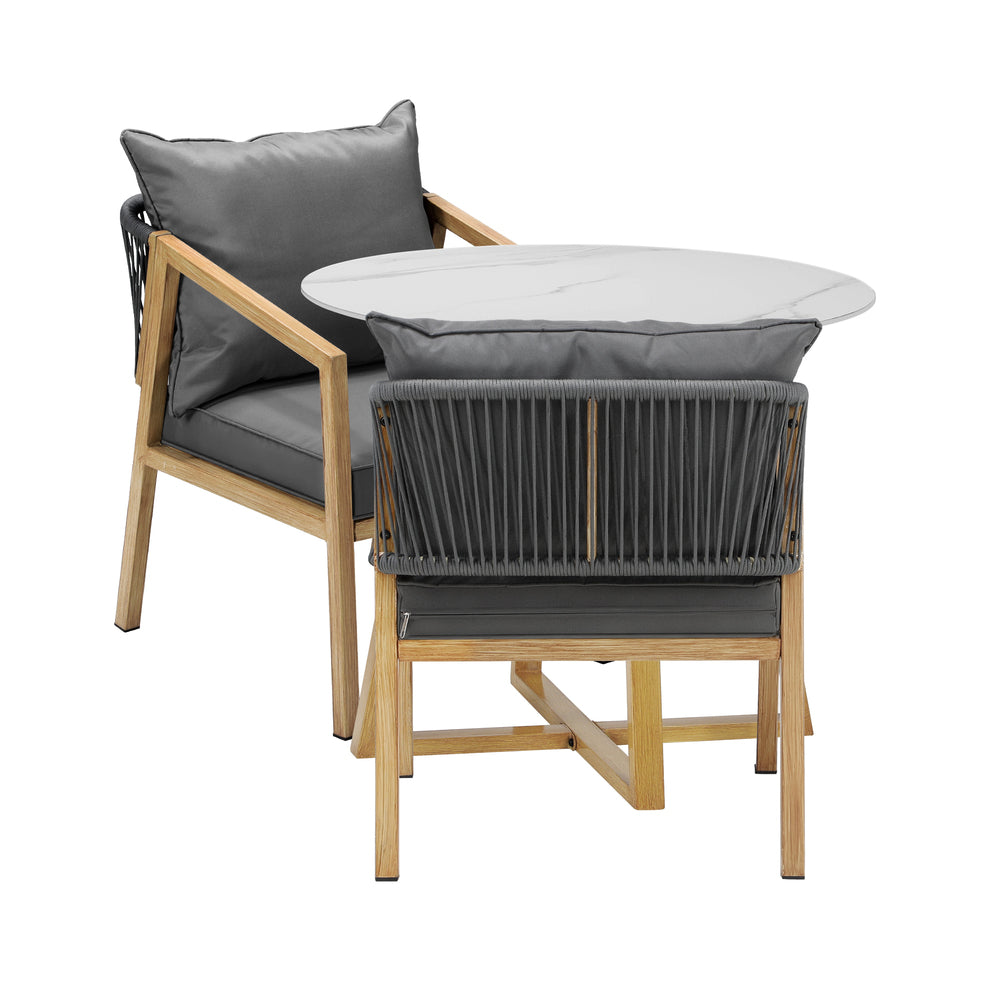 Livsip 3PCS Outdoor Dining Set 90cm Table Lounge Chairs