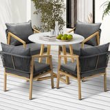 Livsip 5PCS Outdoor Dining Set 90cm Table Lounge Chairs - Extra Image