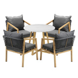 Livsip 5PCS Outdoor Dining Set 90cm Table Lounge Chairs