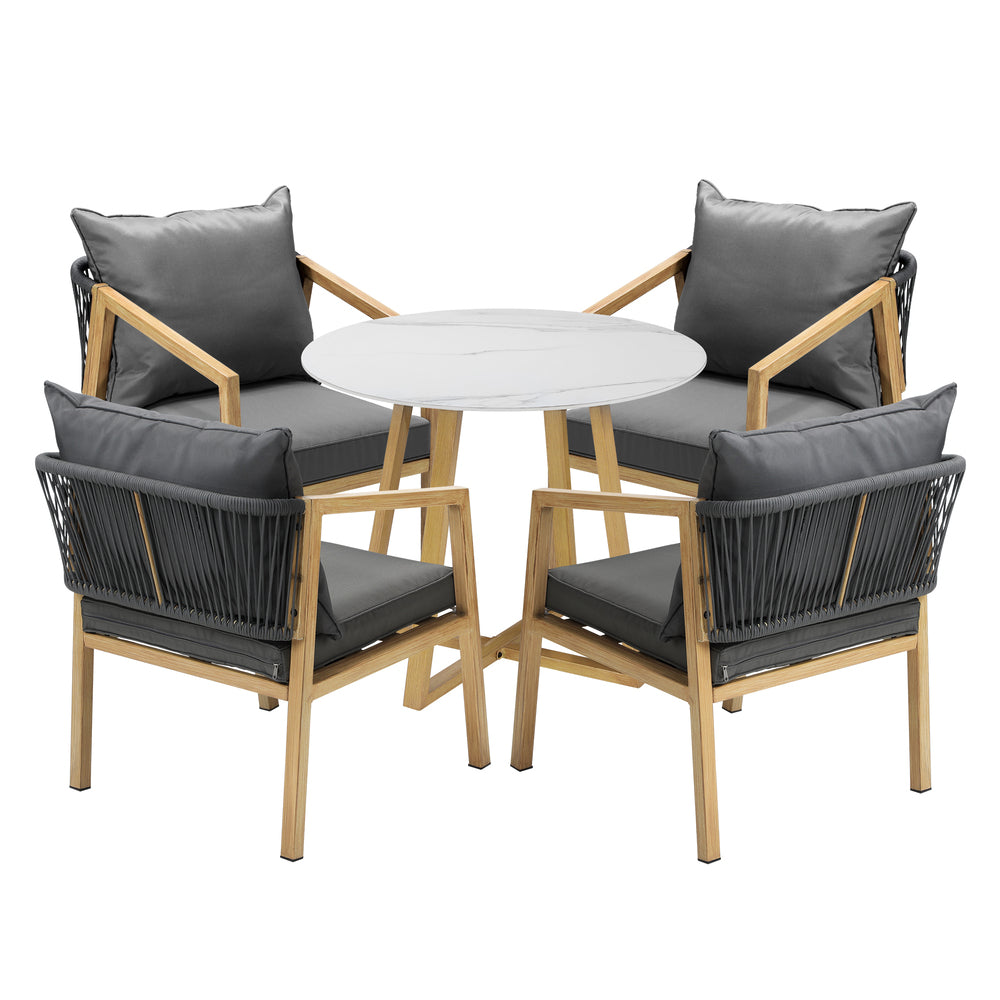 Livsip 5PCS Outdoor Dining Set 90cm Table Lounge Chairs