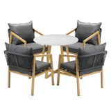 Livsip 5PCS Outdoor Dining Set 90cm Table Lounge Chairs - Low Angle