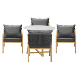 Livsip 5PCS Outdoor Dining Set 90cm Table Lounge Chairs