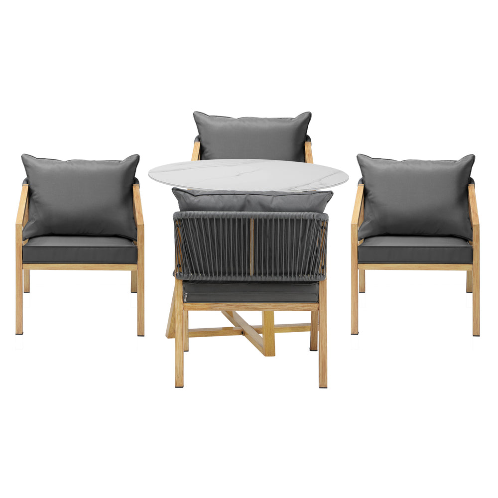 Livsip 5PCS Outdoor Dining Set 90cm Table Lounge Chairs