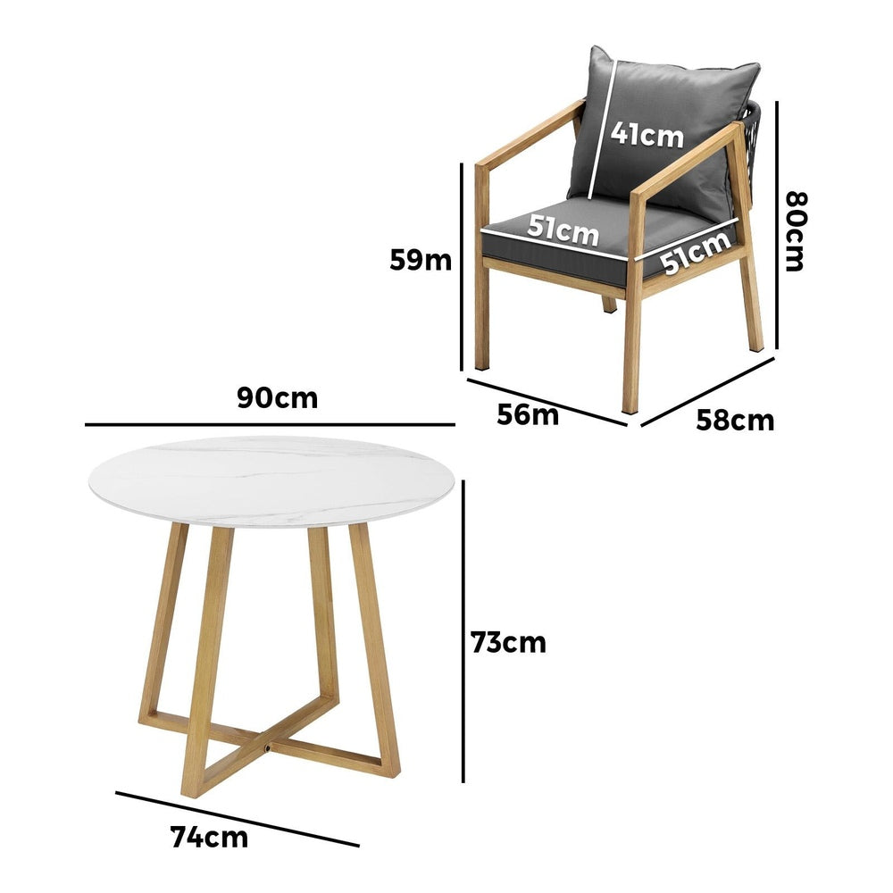 Livsip 5PCS Outdoor Dining Set 90cm Table Lounge Chairs