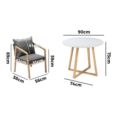 Livsip 5PCS Outdoor Dining Set 90cm Table & Lounge Chairs