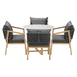 Livsip 5PCS Outdoor Dining Set 90cm Table Lounge Chairs