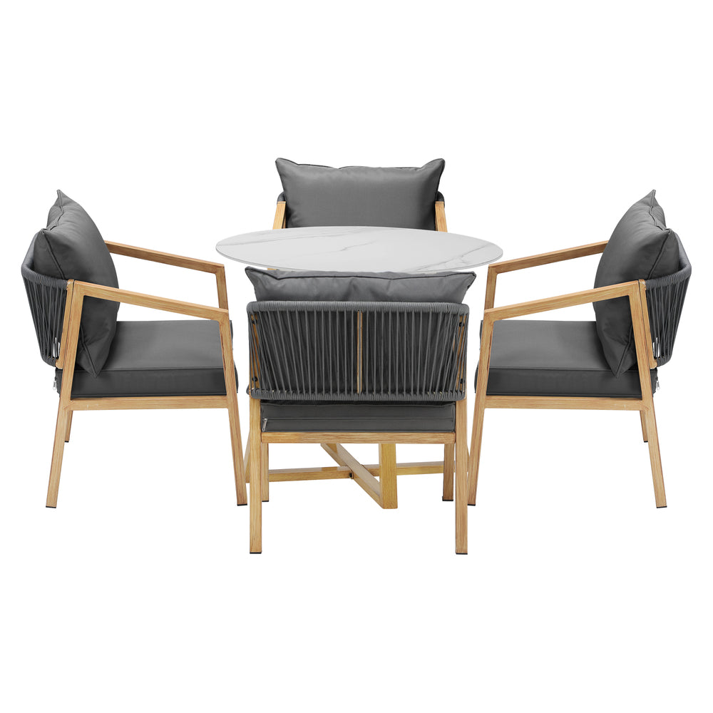 Livsip 5PCS Outdoor Dining Set 90cm Table Lounge Chairs