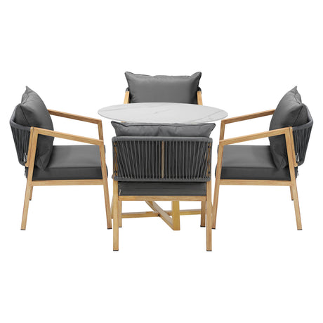 Livsip 5PCS Outdoor Dining Set 90cm Table & Lounge Chairs