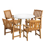 Livsip Outdoor Patio Set Solid Wood Chair&Table 5PC
