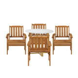 Livsip Outdoor Patio Set Solid Wood Chair&Table 5PC