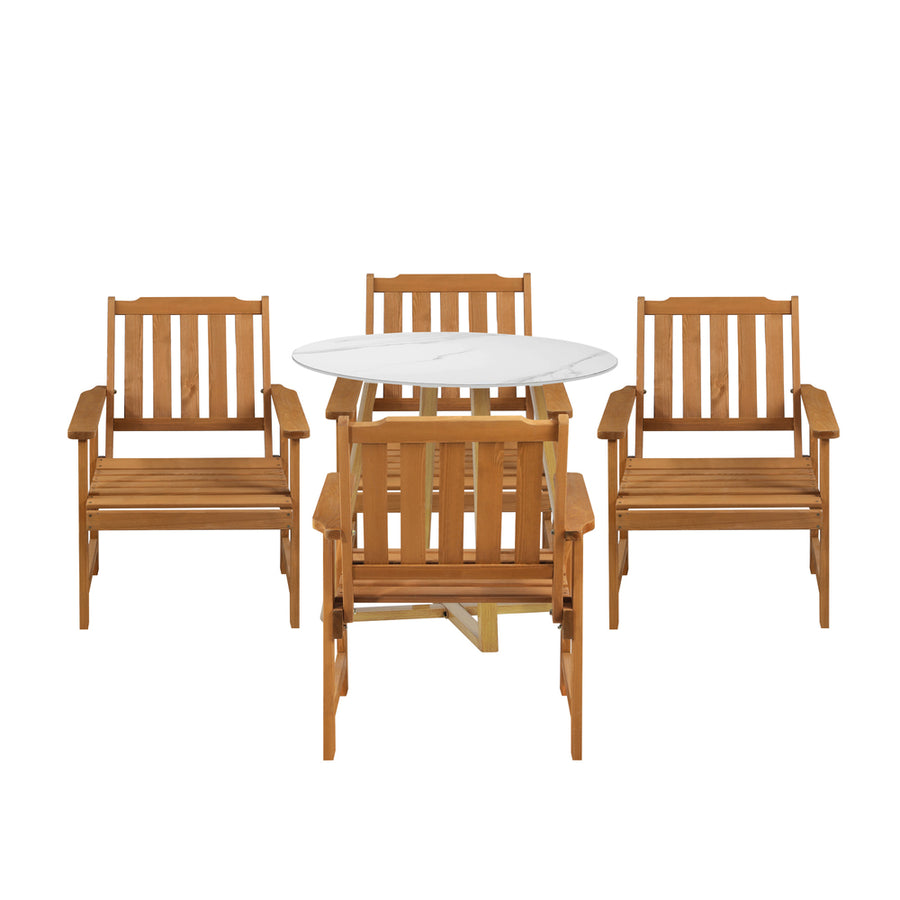 Livsip Outdoor Patio Set Solid Wood Chair&Table 5PC, image 7