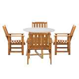 Livsip Outdoor Patio Set Solid Wood Chair&Table 5PC