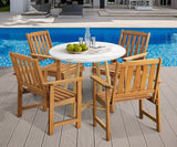 Livsip Outdoor Patio Set Solid Wood Chair&Table 5PC - Front View