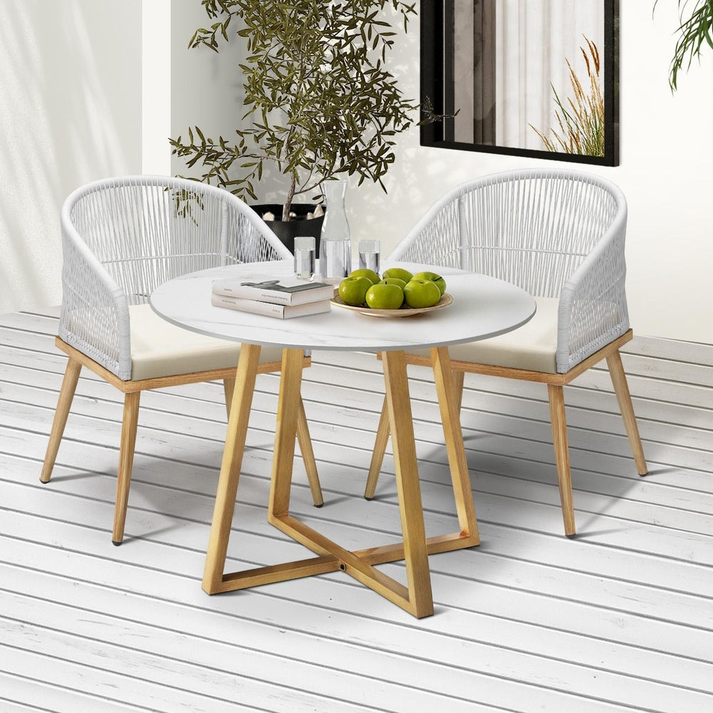 Livsip 3 Piece Outdoor Dining Set Table Lounge Chairs