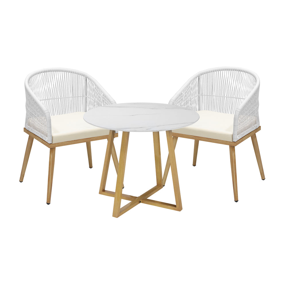Livsip 3 Piece Outdoor Dining Set Table Lounge Chairs