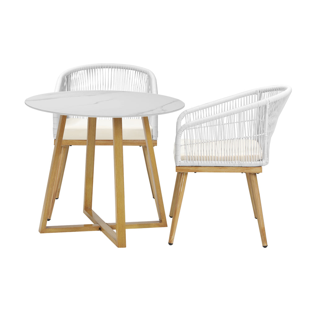 Livsip 3 Piece Outdoor Dining Set Table Lounge Chairs