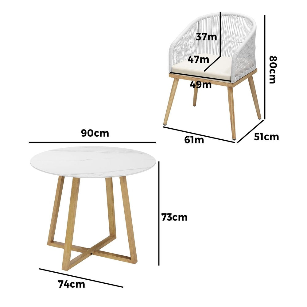 Livsip 3 Piece Outdoor Dining Set Table Lounge Chairs