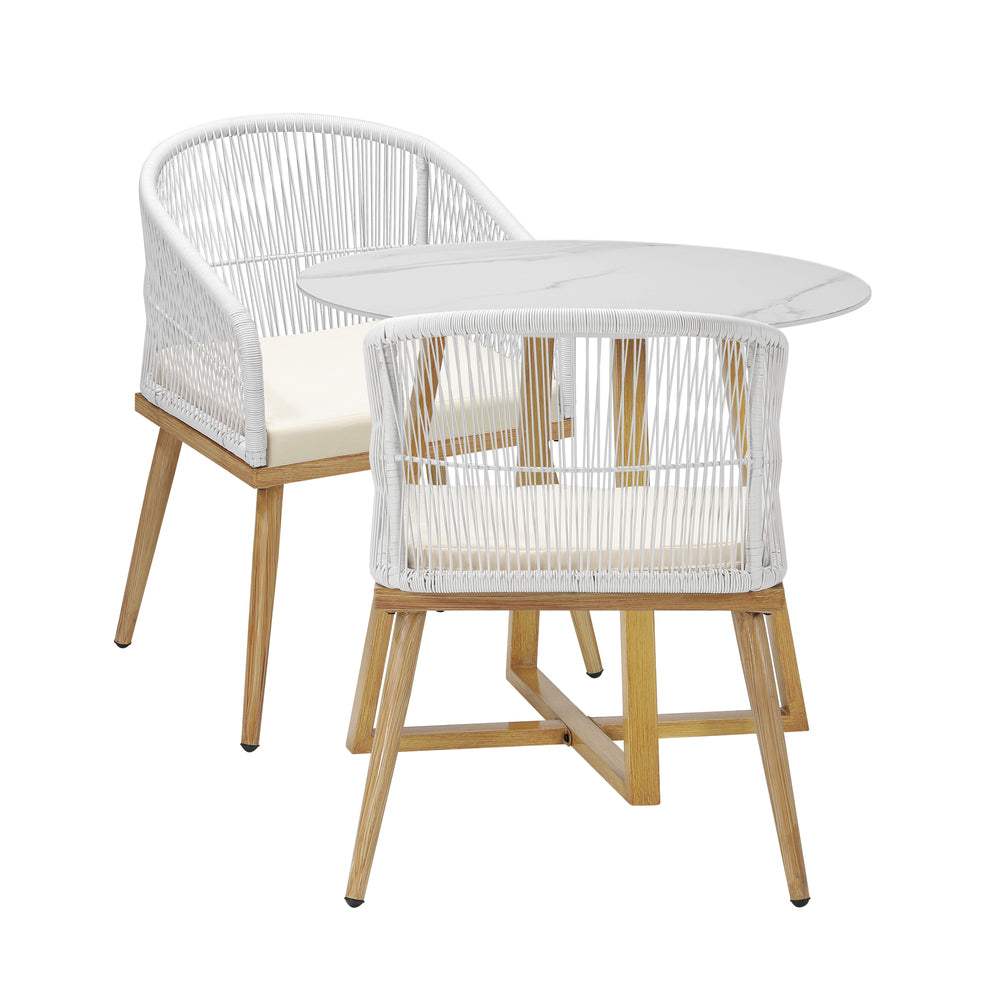 Livsip 3 Piece Outdoor Dining Set Table Lounge Chairs