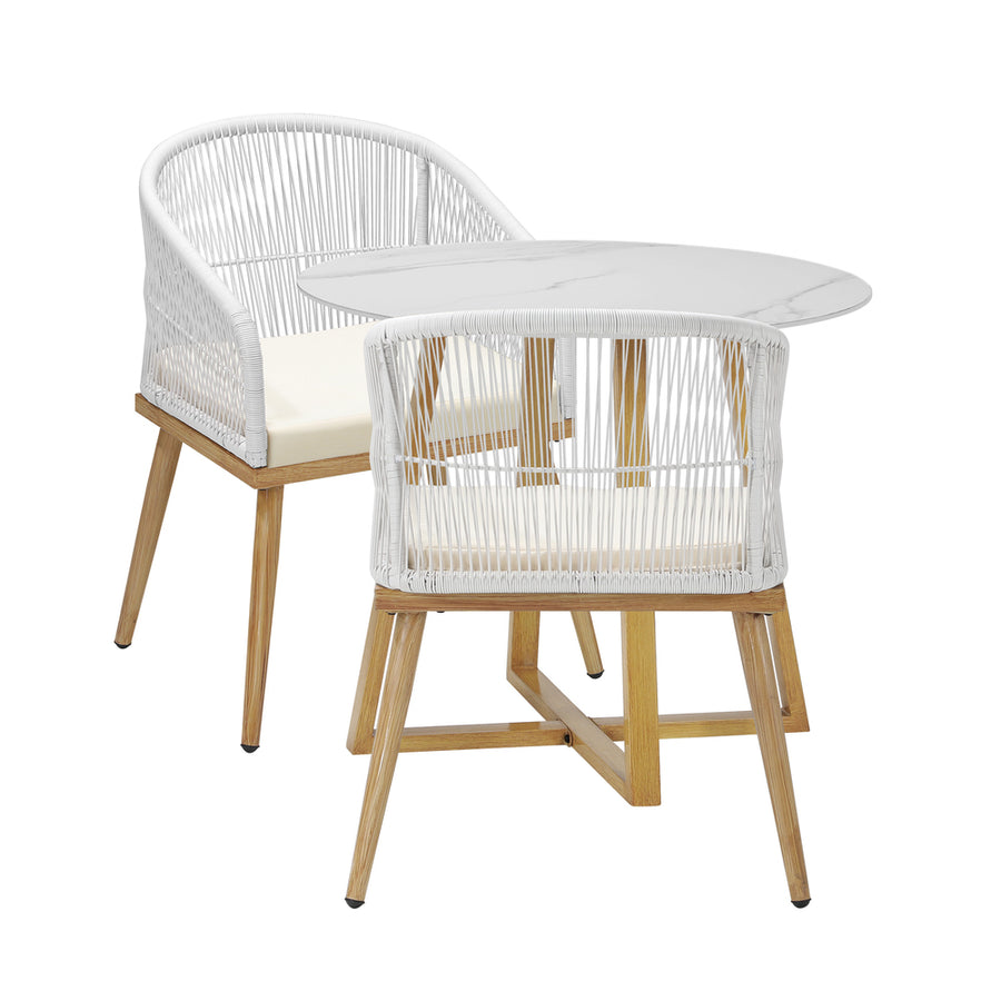 Livsip 3 Piece Outdoor Dining Set Table Lounge Chairs, image 13