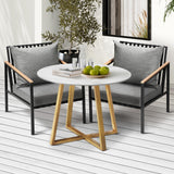 Livsip 3PCS Outdoor Dining Set Sintered Stone Table&Sofa Chairs - Side View