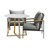 Livsip 3PCS Outdoor Dining Set Sintered Stone Table&Sofa Chairs - Front View