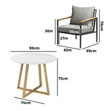 Livsip 3PCS Outdoor Dining Set Sintered Stone Table&Sofa Chairs