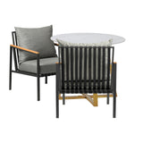 Livsip 3PCS Outdoor Dining Set Sintered Stone Table&Sofa Chairs - Top-Down View