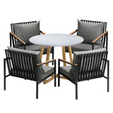 Livsip 5PCS Outdoor Dining Set Sintered Stone Table&Sofa Chairs