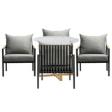 Livsip 5PCS Outdoor Dining Set Sintered Stone Table&Sofa Chairs - Side View