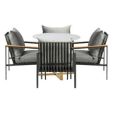 Livsip 5PCS Outdoor Dining Set Sintered Stone Table&Sofa Chairs