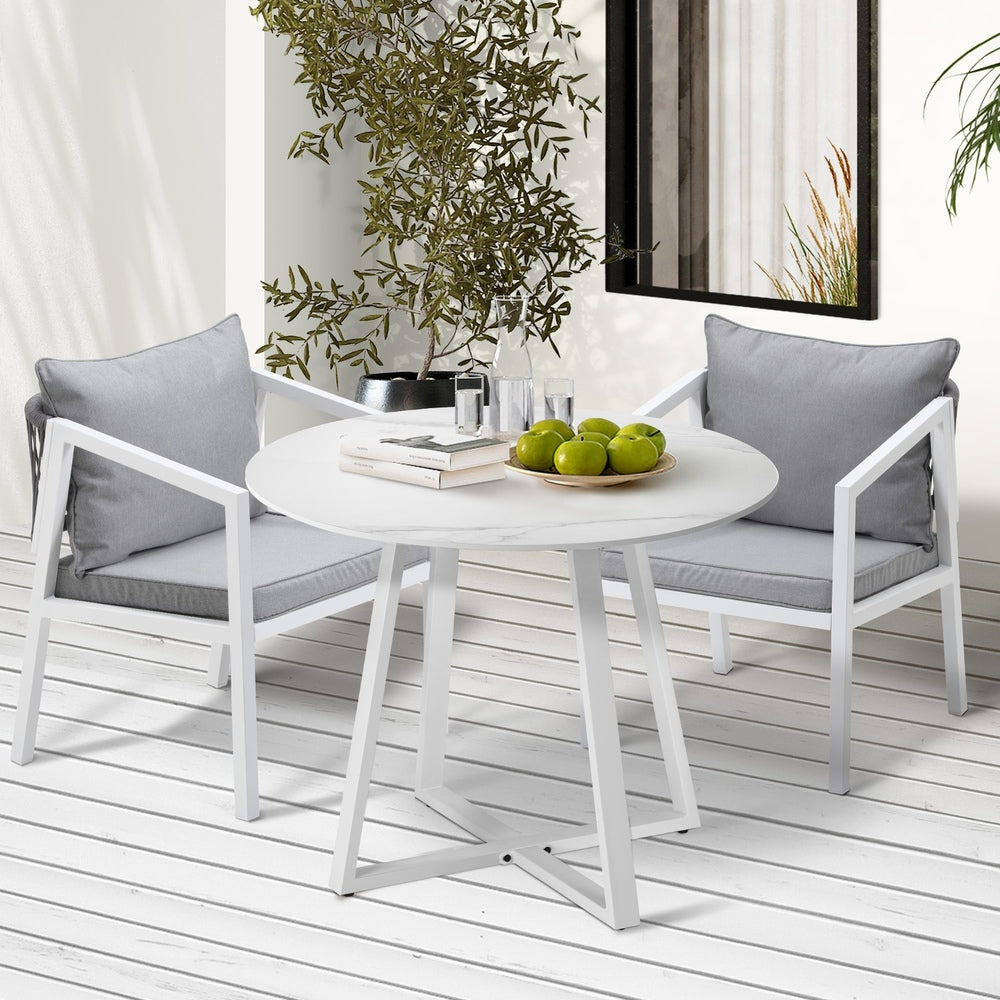 Livsip Outdoor Dining Set Bistro Setting 3PCS White