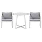 Livsip Outdoor Dining Set Bistro Setting 3PCS White - Close-Up Angle