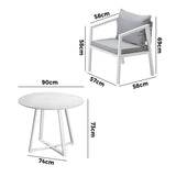 Livsip Outdoor Dining Set Bistro Setting 3PCS White - Rear View